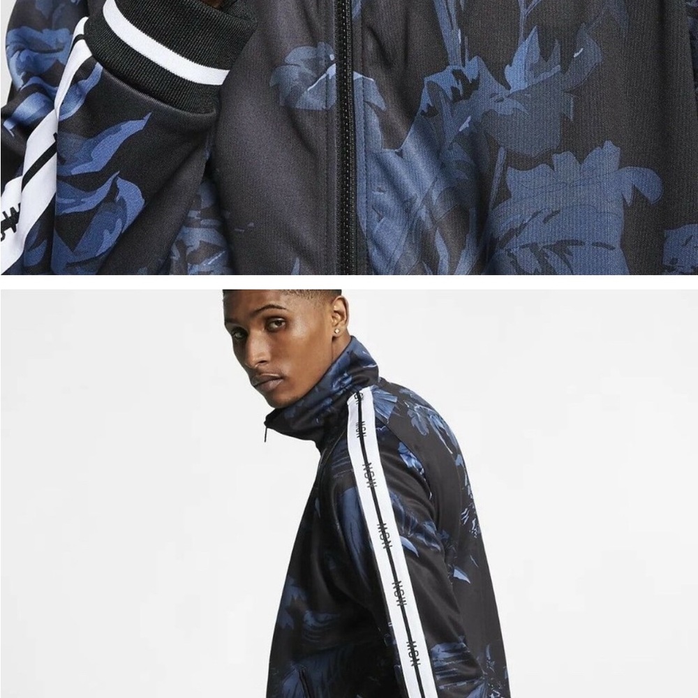 Nike Black and Blue Patterned Bomber Jacket